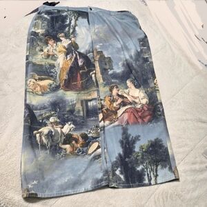 SHEIN Blue Scenic Print Wide Leg Jeans